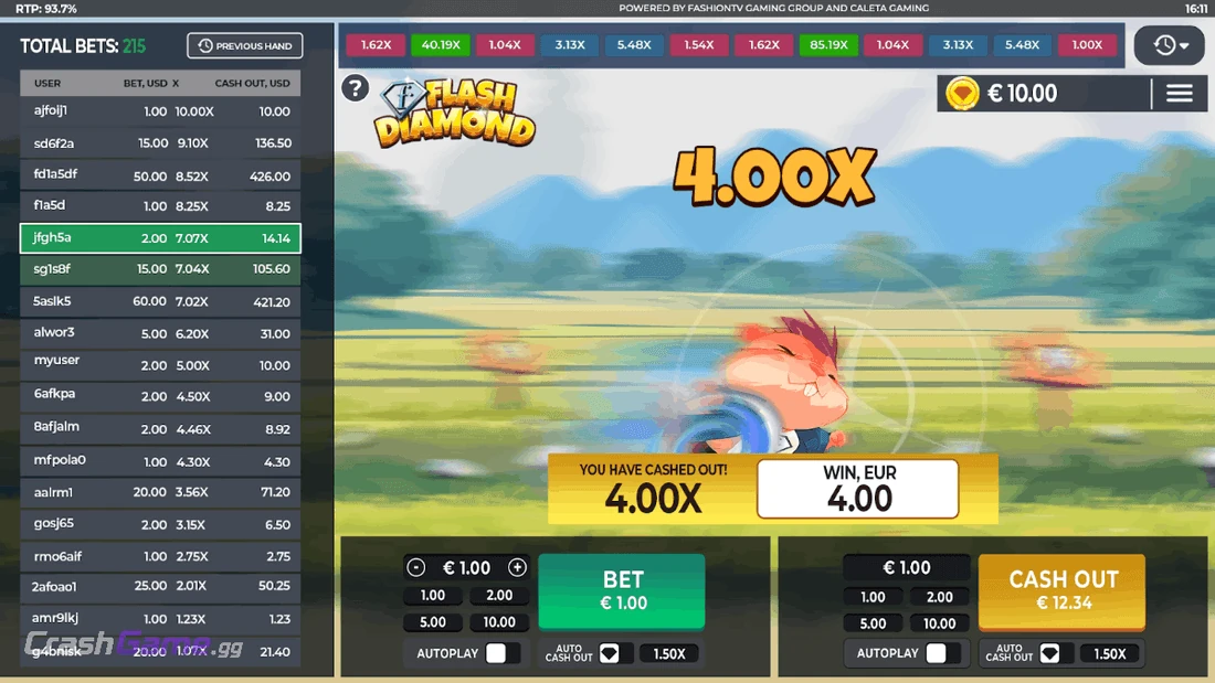 FashionTV Flash Diamond gameplay screenshot by Caleta Gaming