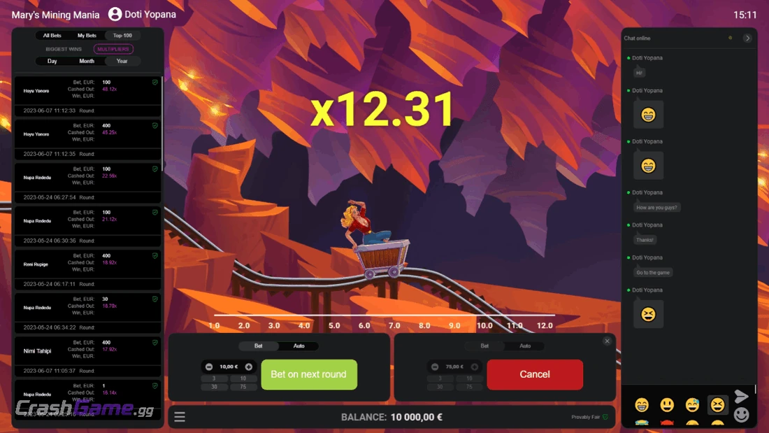Mary’s Mining Mania gameplay screenshot by Evoplay