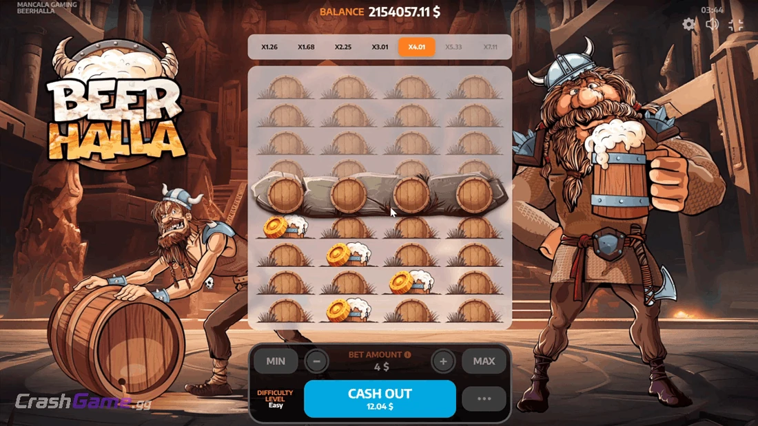 Beerhalla crash game gameplay screenshot by Mancala Gaming
