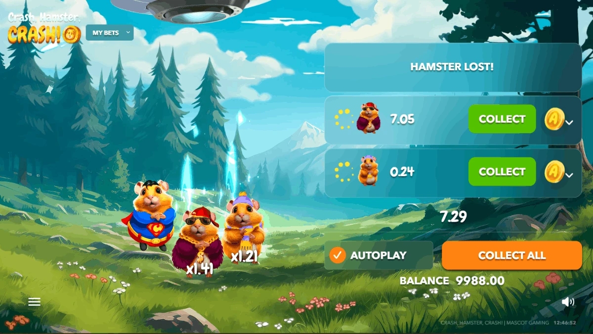 Crash Hamster Crash gameplay screenshot by Evoplay