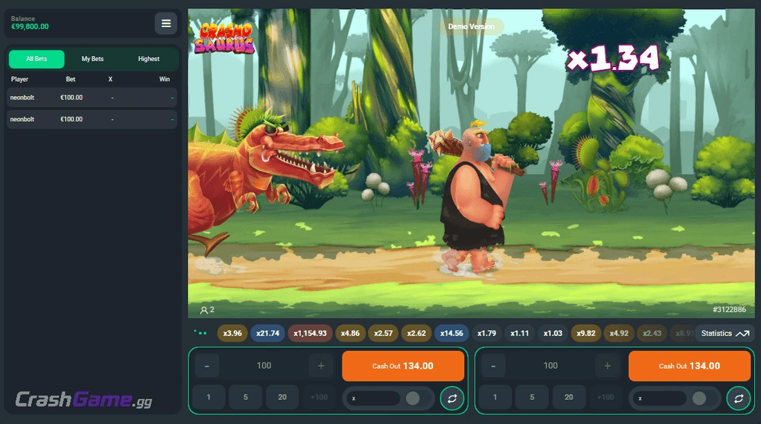 Crashosaurus crash game gameplay screenshot by PopOK Gaming