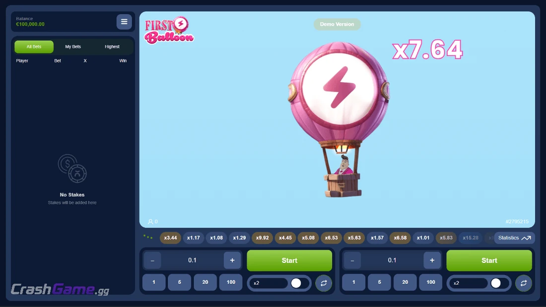 First Balloon crash game gameplay screenshot by PopOK Gaming