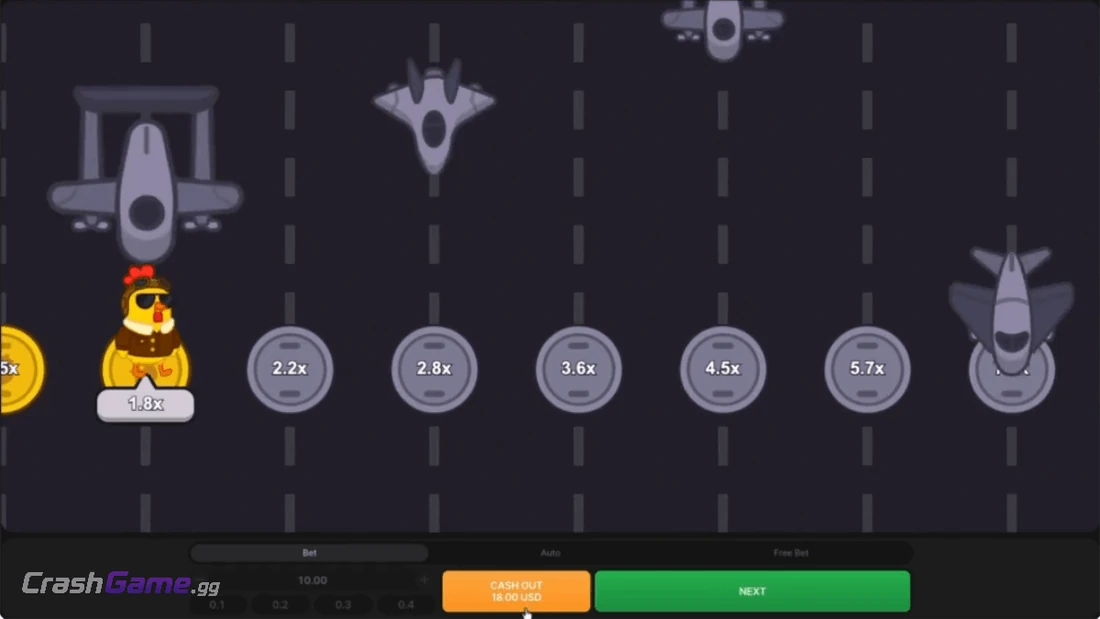 Pilot Chicken crash game gameplay screenshot by SPRIBE