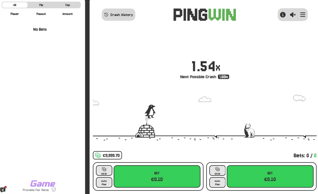 Pingwin crash game gameplay screenshot by XUP Studio