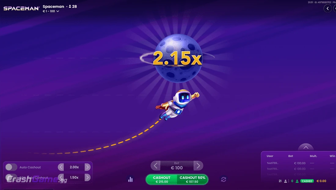 Spaceman crash game gameplay screenshot by Pragmatic Play